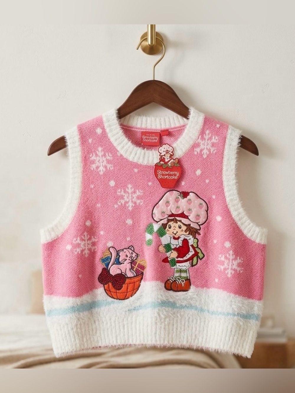 Strawberry Shortcake Christmas Sweater Vest Size XL